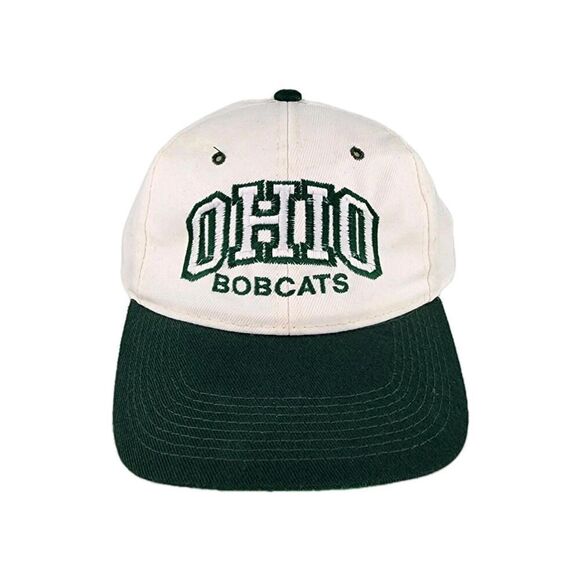 VTG Kudzu Ohio Bobcats Bar Adjustable Hat White Green Snapback Cap Hats - Picture 1 of 11